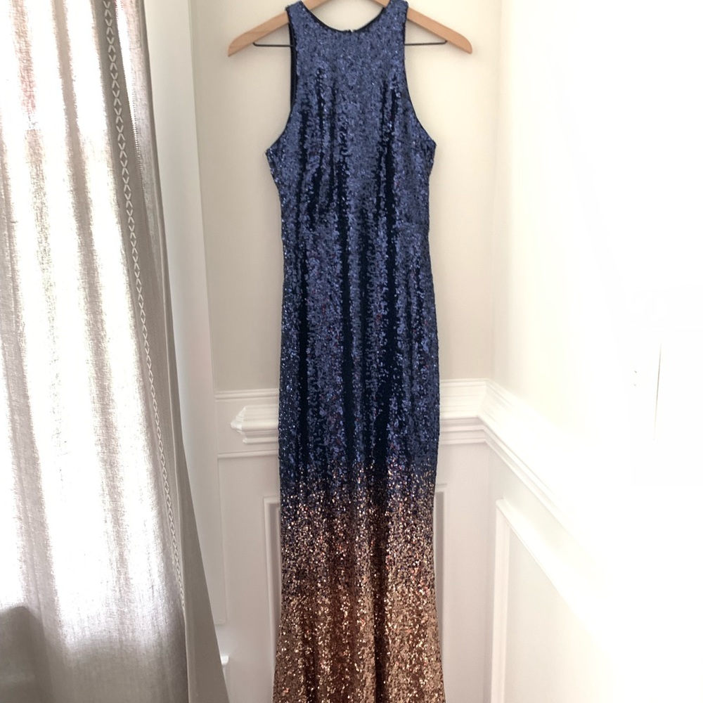 Floor length ombré sequined dress